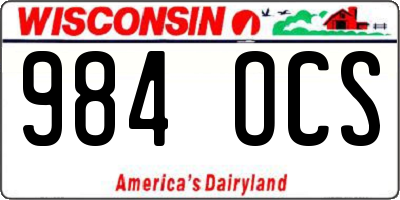 WI license plate 984OCS