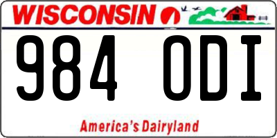 WI license plate 984ODI