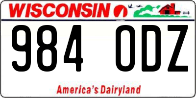 WI license plate 984ODZ