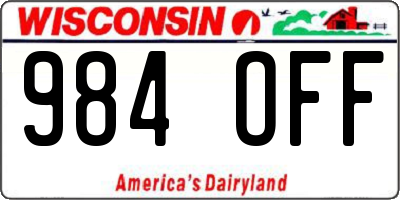 WI license plate 984OFF