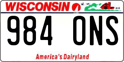 WI license plate 984ONS