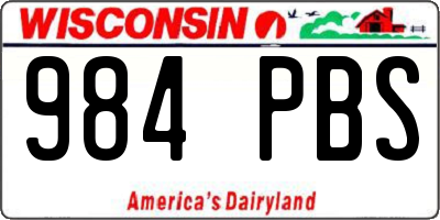 WI license plate 984PBS