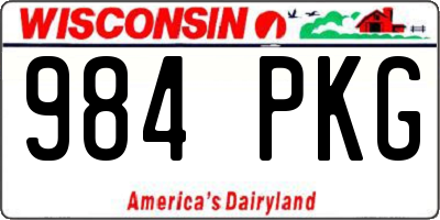 WI license plate 984PKG