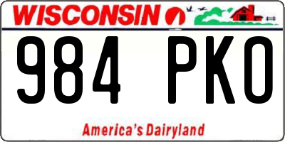 WI license plate 984PKO