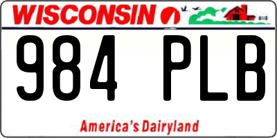 WI license plate 984PLB
