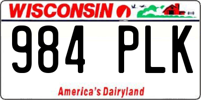 WI license plate 984PLK