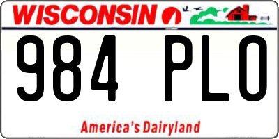 WI license plate 984PLO