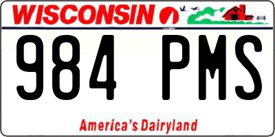 WI license plate 984PMS