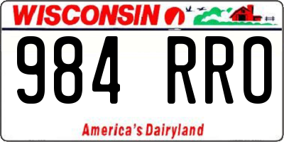 WI license plate 984RRO