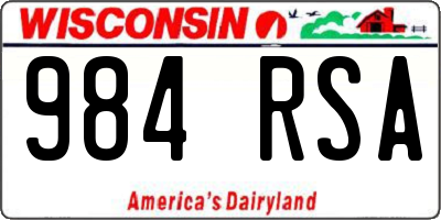WI license plate 984RSA