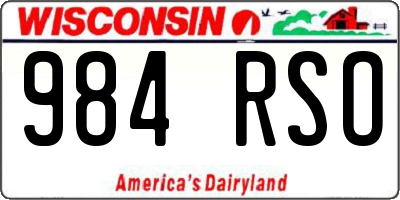 WI license plate 984RSO