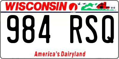 WI license plate 984RSQ