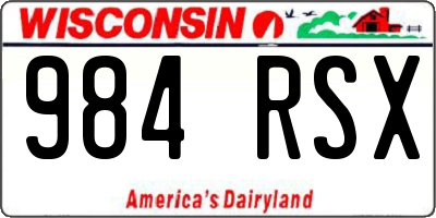 WI license plate 984RSX