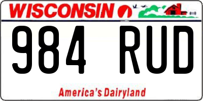 WI license plate 984RUD