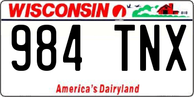 WI license plate 984TNX