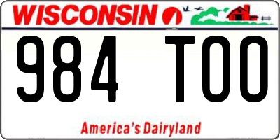 WI license plate 984TOO