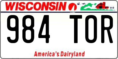WI license plate 984TOR