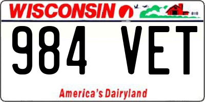 WI license plate 984VET