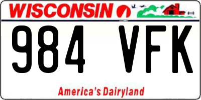 WI license plate 984VFK