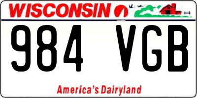 WI license plate 984VGB