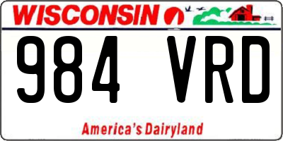 WI license plate 984VRD