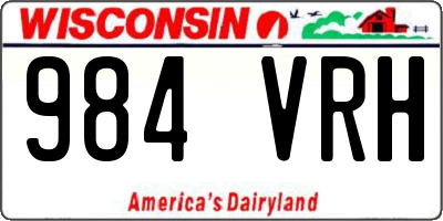 WI license plate 984VRH