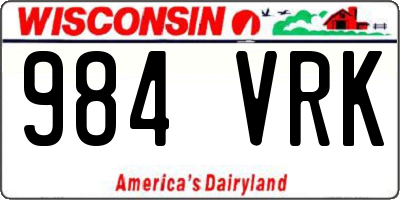 WI license plate 984VRK