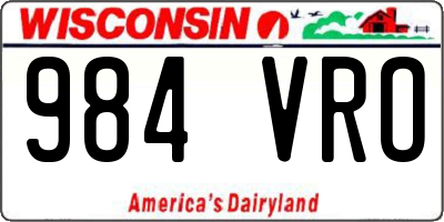 WI license plate 984VRO