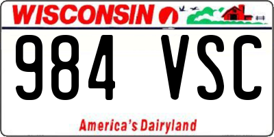 WI license plate 984VSC