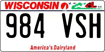 WI license plate 984VSH
