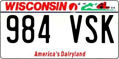 WI license plate 984VSK