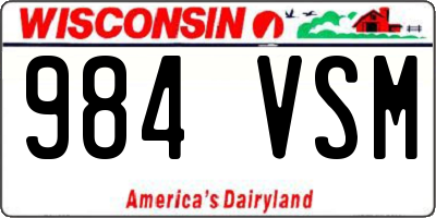 WI license plate 984VSM