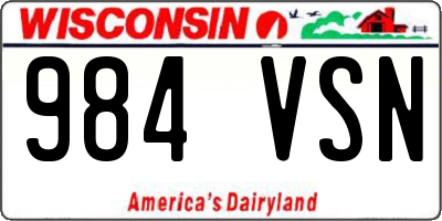 WI license plate 984VSN