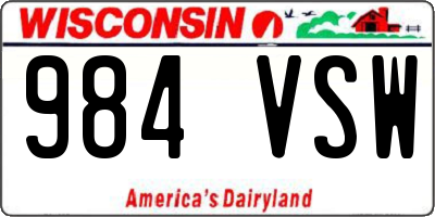 WI license plate 984VSW