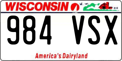 WI license plate 984VSX