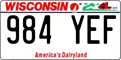 WI license plate 984YEF