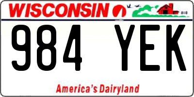WI license plate 984YEK