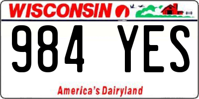 WI license plate 984YES