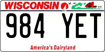 WI license plate 984YET