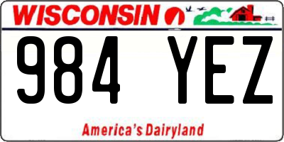 WI license plate 984YEZ