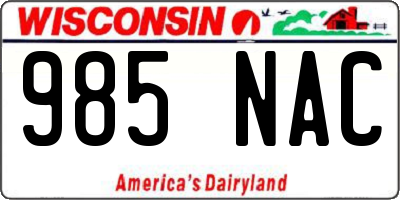 WI license plate 985NAC