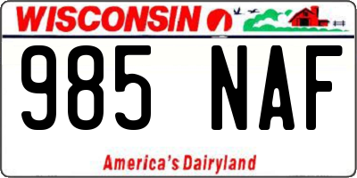 WI license plate 985NAF