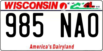 WI license plate 985NAO