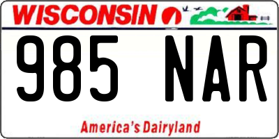 WI license plate 985NAR