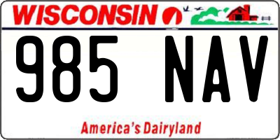 WI license plate 985NAV
