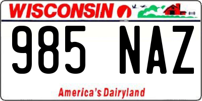 WI license plate 985NAZ