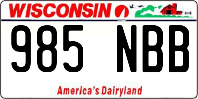 WI license plate 985NBB