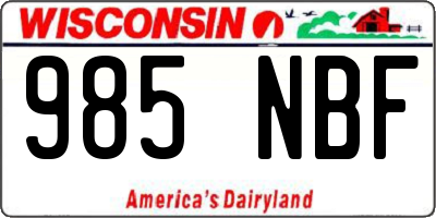 WI license plate 985NBF