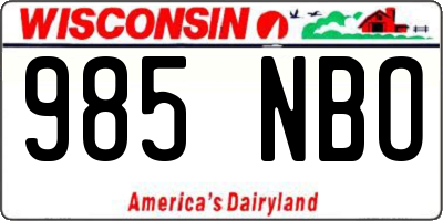 WI license plate 985NBO