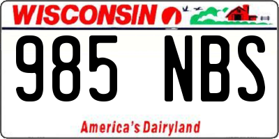 WI license plate 985NBS